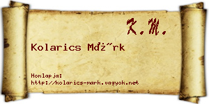 Kolarics Márk névjegykártya